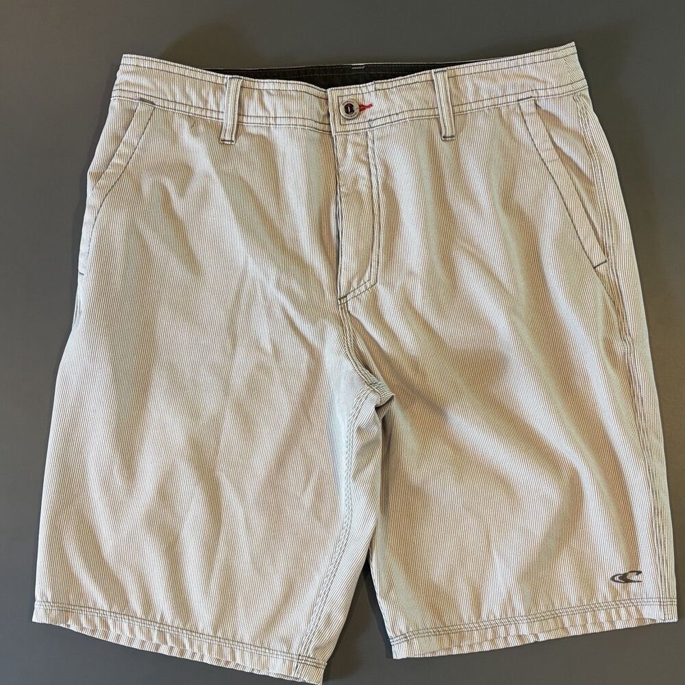O'Neill Men's Gray Striped Shorts S 32"waist Stretch Pockets